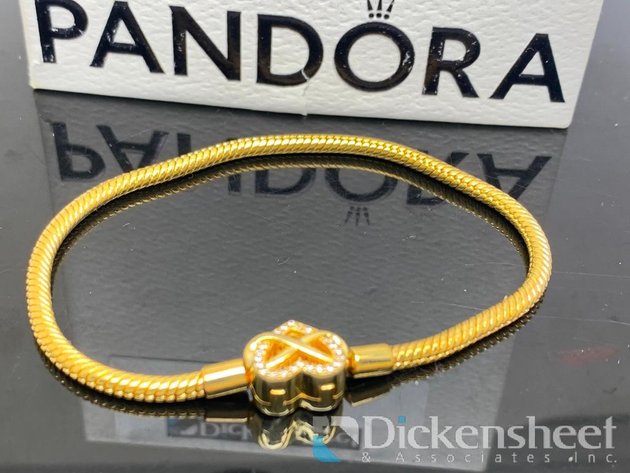 Image for Pandora Gold Tone Bracelet With Heart Shape Lock