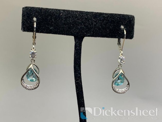 Image for Silver Tone Dangle Earrings With Light Blue Stones