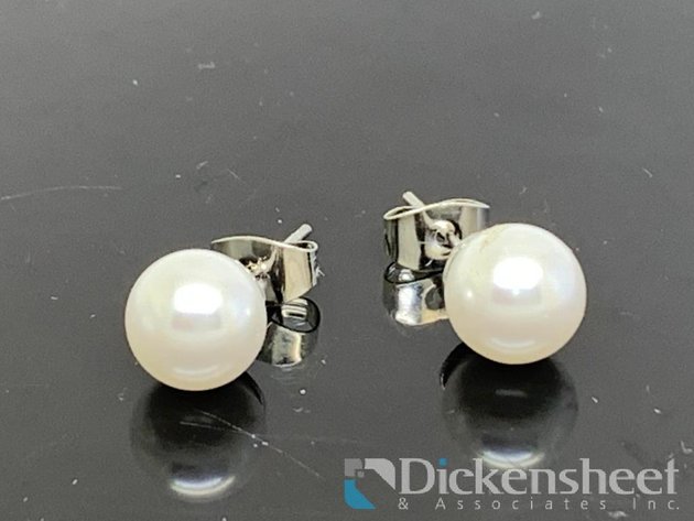 Image for Silver Tone Pearl Stud Earrings