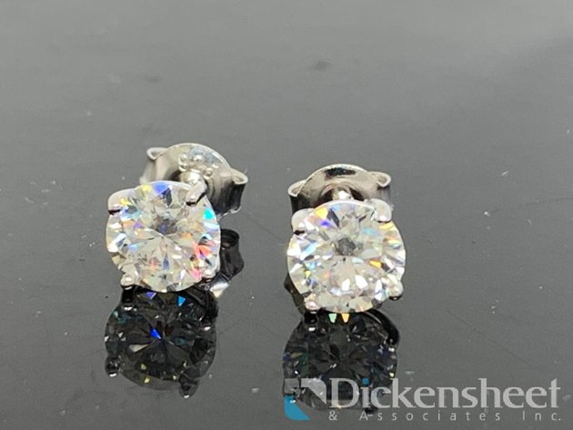 Image for Silver Tone Stud Earrings With Clear Stones