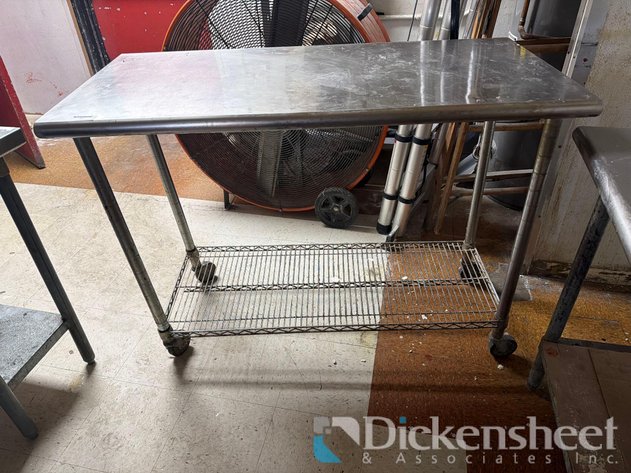 Image for STAINLESS STEEL TABLE ON CASTERS with lower shelf-approximate