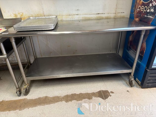 Image for STAINLESS STEEL TABLE ON CASTERS with lower shelf-approximate