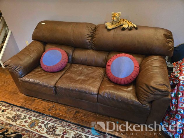Image for BROWN LEATHER SOFA AND WHITE LEATHER RECLINER