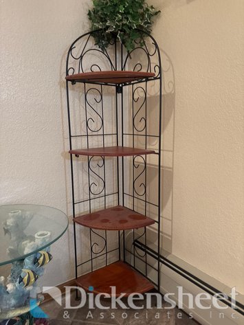 Image for BLACK METAL FRAME CORNER FOUR-TIER SHELF