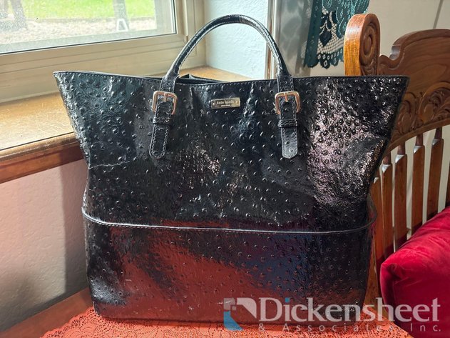 Image for KATE SPADE OSTRICH EMBOSSED BLACK HAND BAG