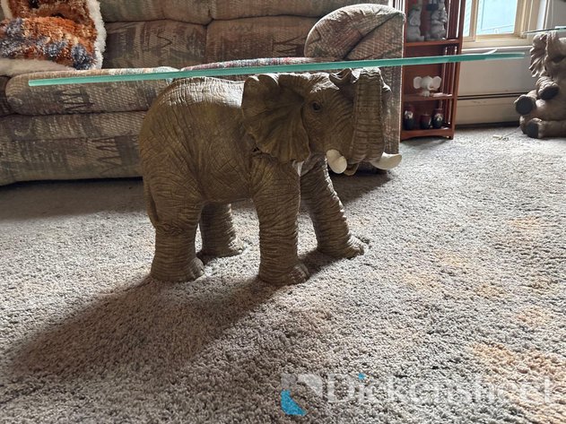 Image for ELEPHANT BASE WITH GLASS TOP CIRCULAR COFFEE TABLE