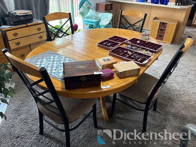 Image for OVAL DINING TABLE WITH (4) HIGHBACK MATCHING DINING CHAIRS