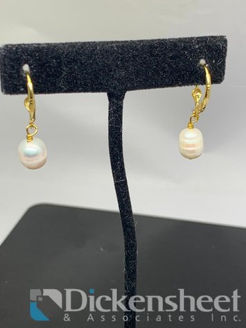 Image for Gold Tone Dangle Pearl Earrings
