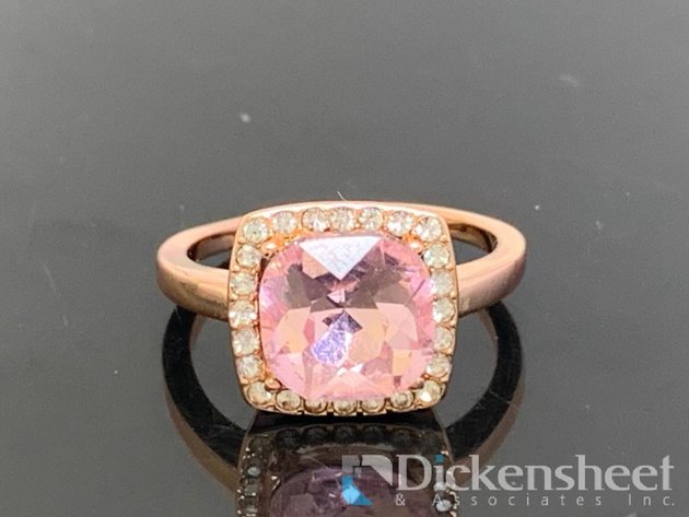 Image for Rose Gold Tone Cocktail Ring With Pink Stone