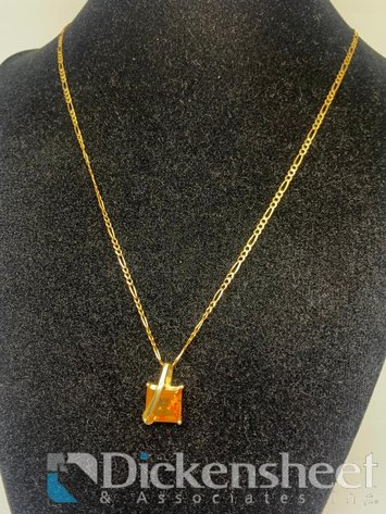 Image for 14KT Yellow Gold Chain With Yellow-Orange Gemstone 4.7 Grams