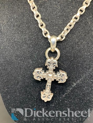 Image for Sterling Silver Heavy Men's Necklace Cross Pendant 60.3 Grams