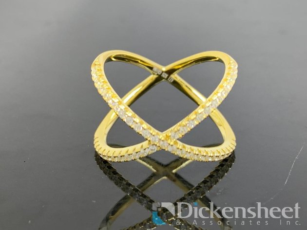 Image for Gold Tone Crossover Ring With Clear Stones
