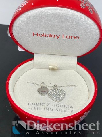 Image for Sterling Silver Heart Necklace With Clear Stones