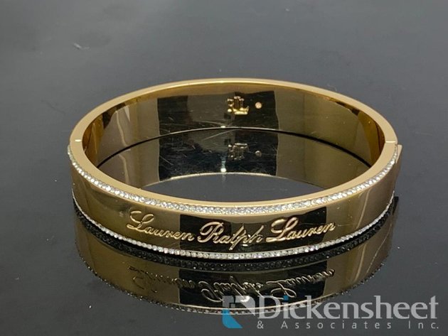 Image for Ralph Lauren Gold Tone Bangle Bracelet With Clear Stones