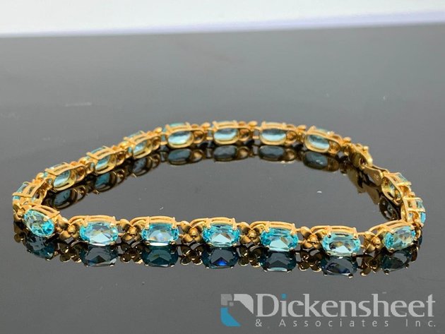 Image for 14kt Yellow Gold Blue Topaz Bracelet
