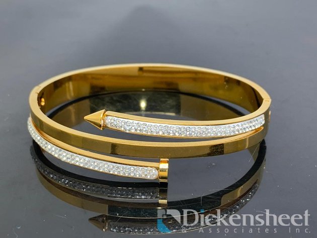 Image for Gold Tone Bangle Bracelet With Clear Stones