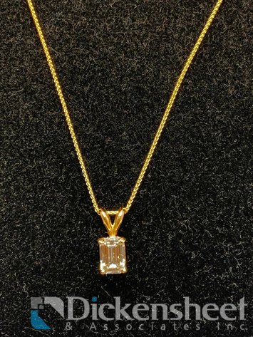 Image for Diamond Pendant Emerald 1 Carat Lab Grown 14k Yellow Gold Necklace