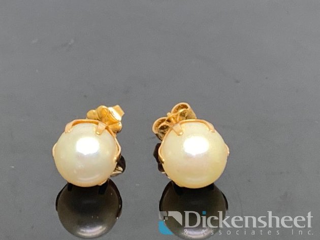 Image for 14KT Yellow Gold Stud Pearl Earrings