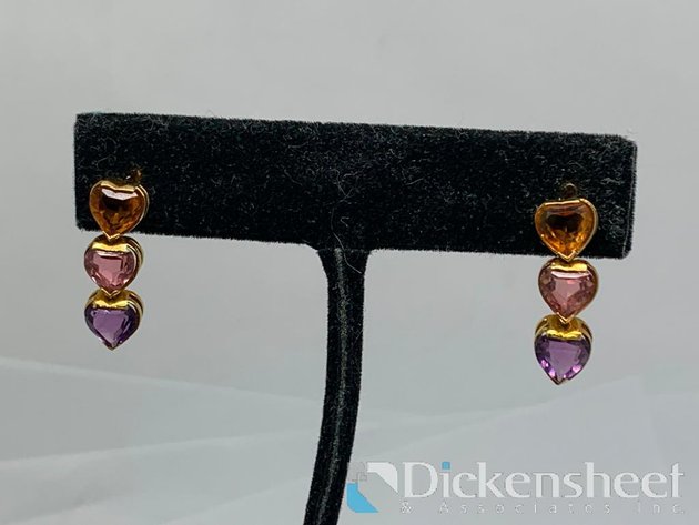 Image for 18kt Yellow Gold Hearts Shape Drop Earrings