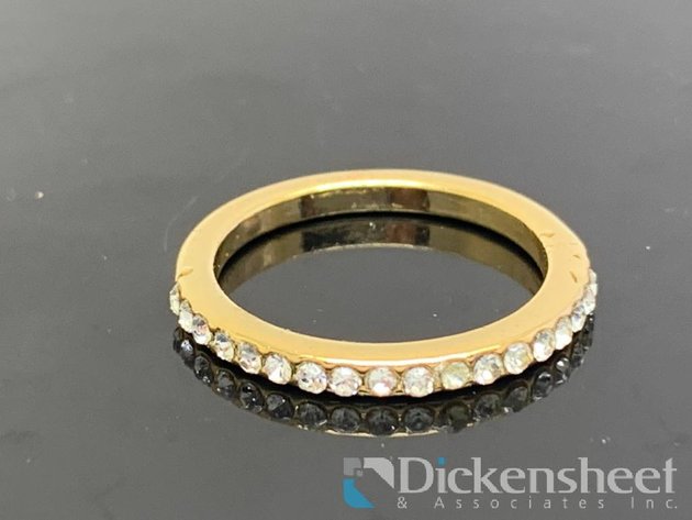 Image for Gold Tone Wedding Band With Clear Stones