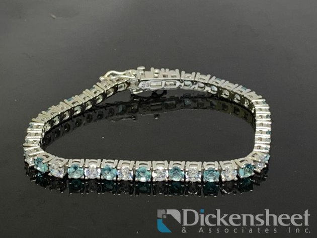 Image for Silver Tone Tennis Bracelet With Blue & Clear Stones