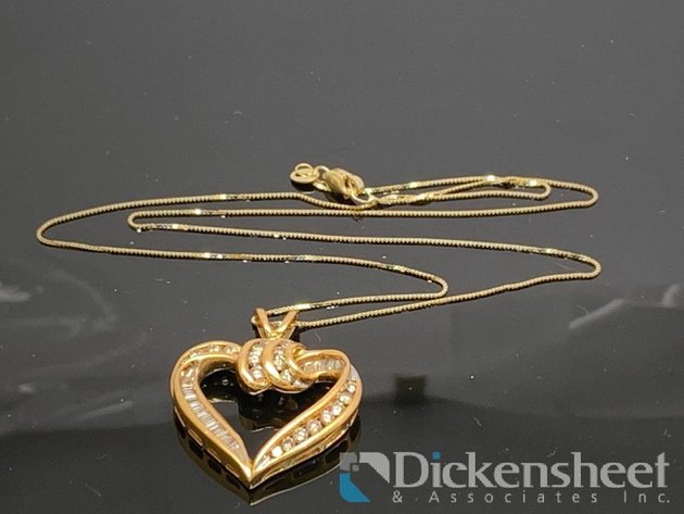 Image for 14KT Yellow Gold Necklace With Large Heart Diamond Pendant