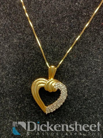 Image for 14KT Yellow Gold Necklace With Heart Shape Diamond Pendant