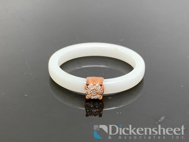 Image for White Ceramic Ring With Natural Diamonds