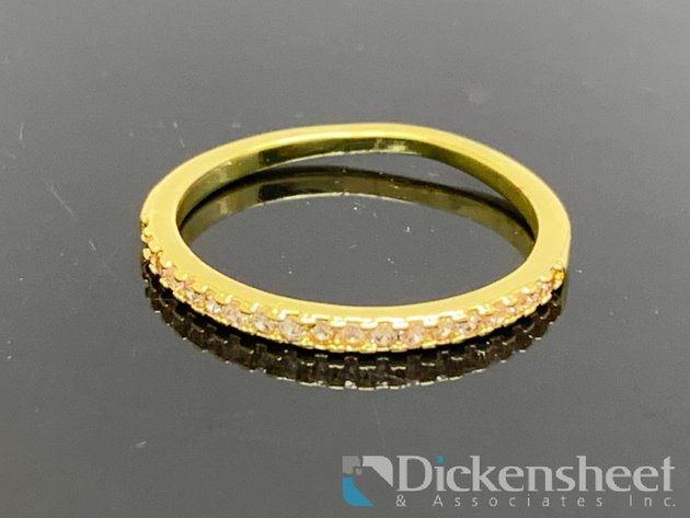 Image for Gold Tone Wedding Band With Clear Stones