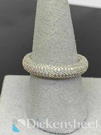Image for Silver Tone Pave Style Eternity Wedding Band With Clear Stones