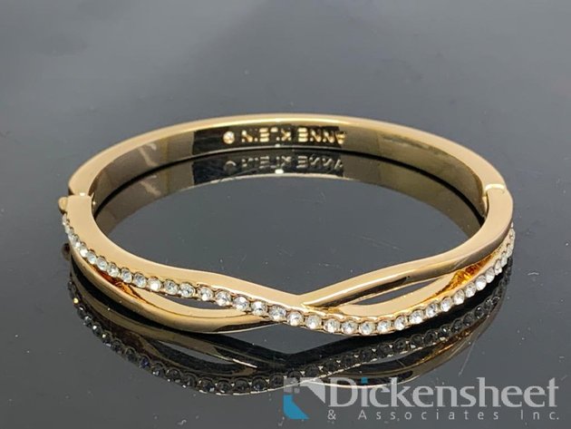 Image for Gold Tone Bangle Bracelet With Clear Stones