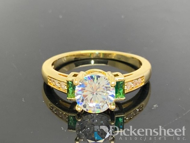 Image for Gold Tone Engagement Ring With Clear Stone