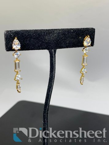 Image for Gold Tone Dangle Earrings With Clear Stones