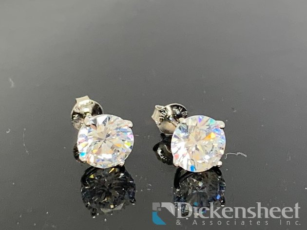 Image for Silver Tone Stud Earrings With Clear Stones