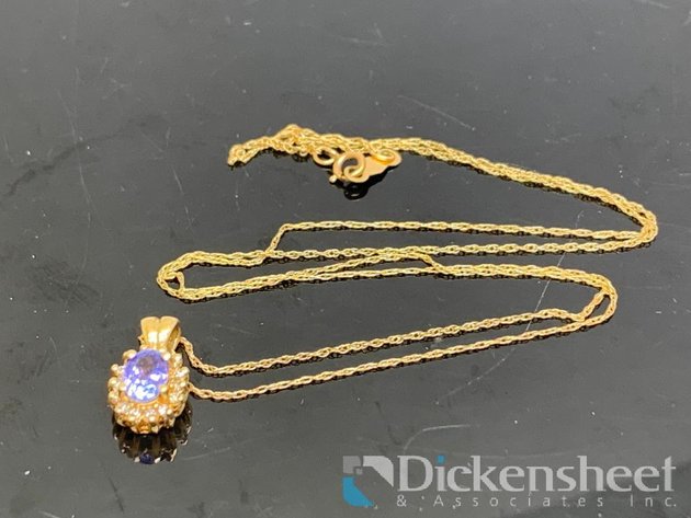 Image for 14KT Yellow Gold Necklace With Diamonds & Tanzanite Pendant
