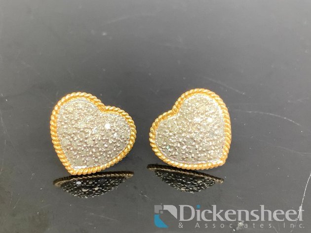 Image for 14KT Gold Heart Shape Diamond Earrings 2.9 Grams