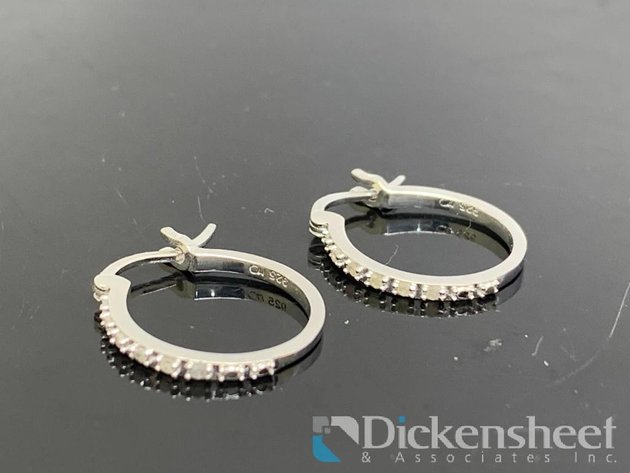 Image for Sterling Silver Hoop Earrings With Diamonds
