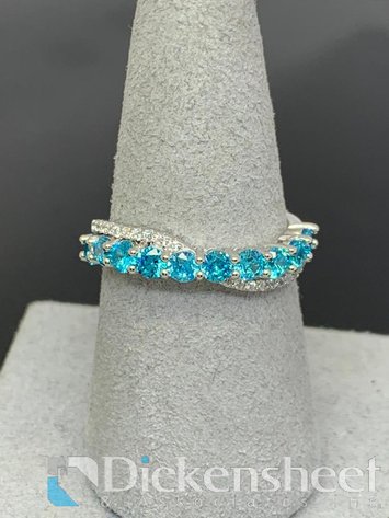 Image for Silver Tone Ring With Blue & Clear Stones