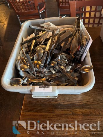 Image for LOT OF FLATWARE IN TUB as photographed