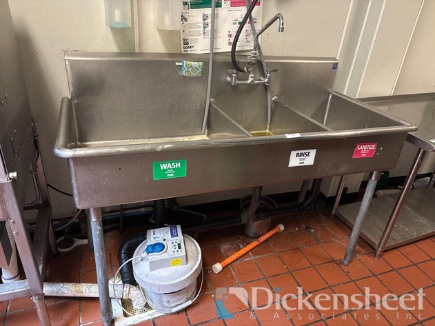 Image for THREE COMPARTMENT STAINLESS STEEL POT SINK