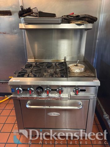 Image for SERV- WARE FOUR BURNER STOVE WITH 12 INCH GRIDDLE