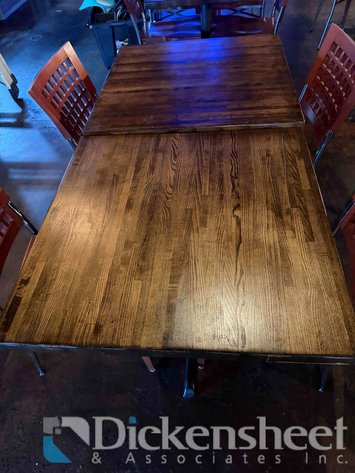 Image for LOT OF SINGLE PEDESTAL WOOD TOP DINING TABLES
