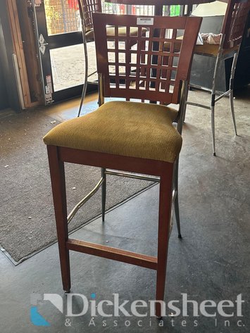 Image for MATCHING WOOD METAL PADDED SEAT LATTICE BACK BAR STOOL LOT