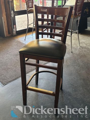 Image for WOOD WITH VINYL CUSHIONED SEAT LADDER BACK BAR STOOL LOT
