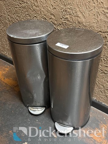 Image for (2) STAINLESS STEEL TRASH CANS