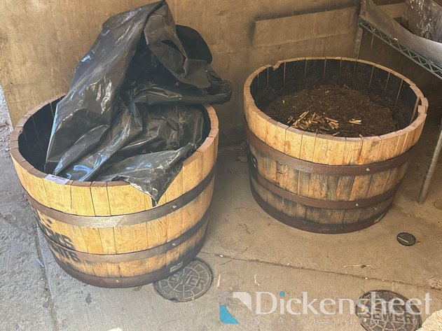 Image for (4) OAK BARREL PLANTERS