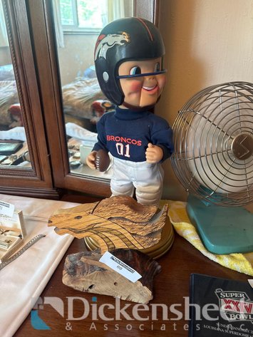 Image for BRONCOS ANIMATRONIC DOLL & CARVED WOOD LOGO