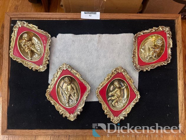 Image for ARTICLE CERAMIC GOLDEN RED CHERUB WALL DECOR