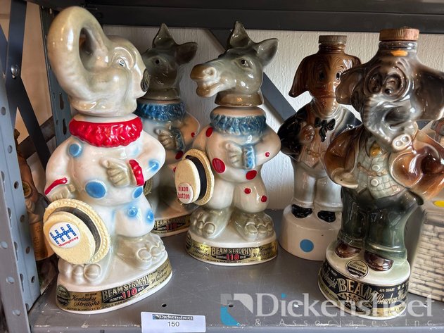 Image for POLITICAL DONKEY AND ELEPHANT JIM BEAM DECANTERS, QTY (5)