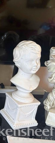 Image for PORCELAIN CHILD BOY BUST WITH PEASANT GIRL PLASTER CAST BUST